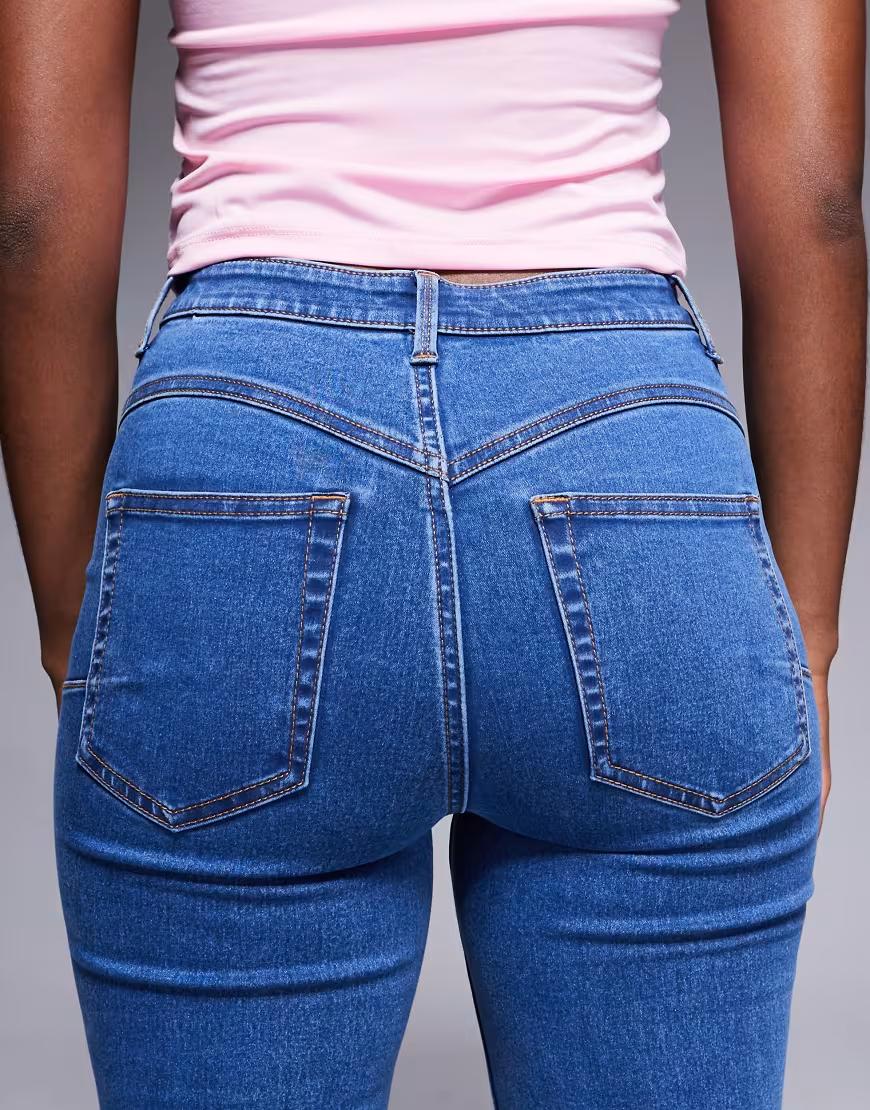NIEBIESKIE SPODNIE JEANS DZWONY WYSOKI STAN