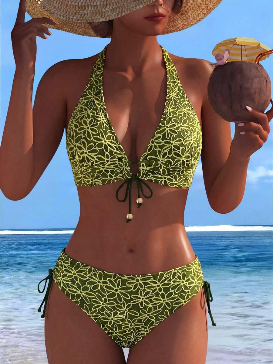 ZIELONY KOMPLET BIKINI STRUKTURA