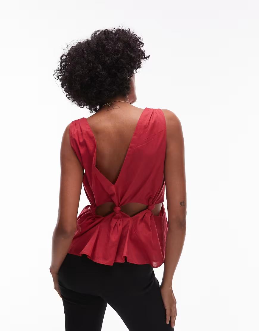 czerwony top v-neck 