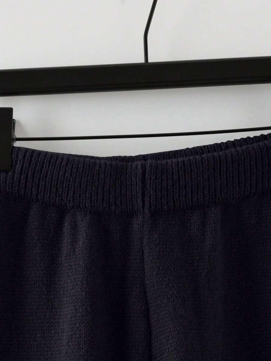 czarny dzianinowy komplet sweter spodnie