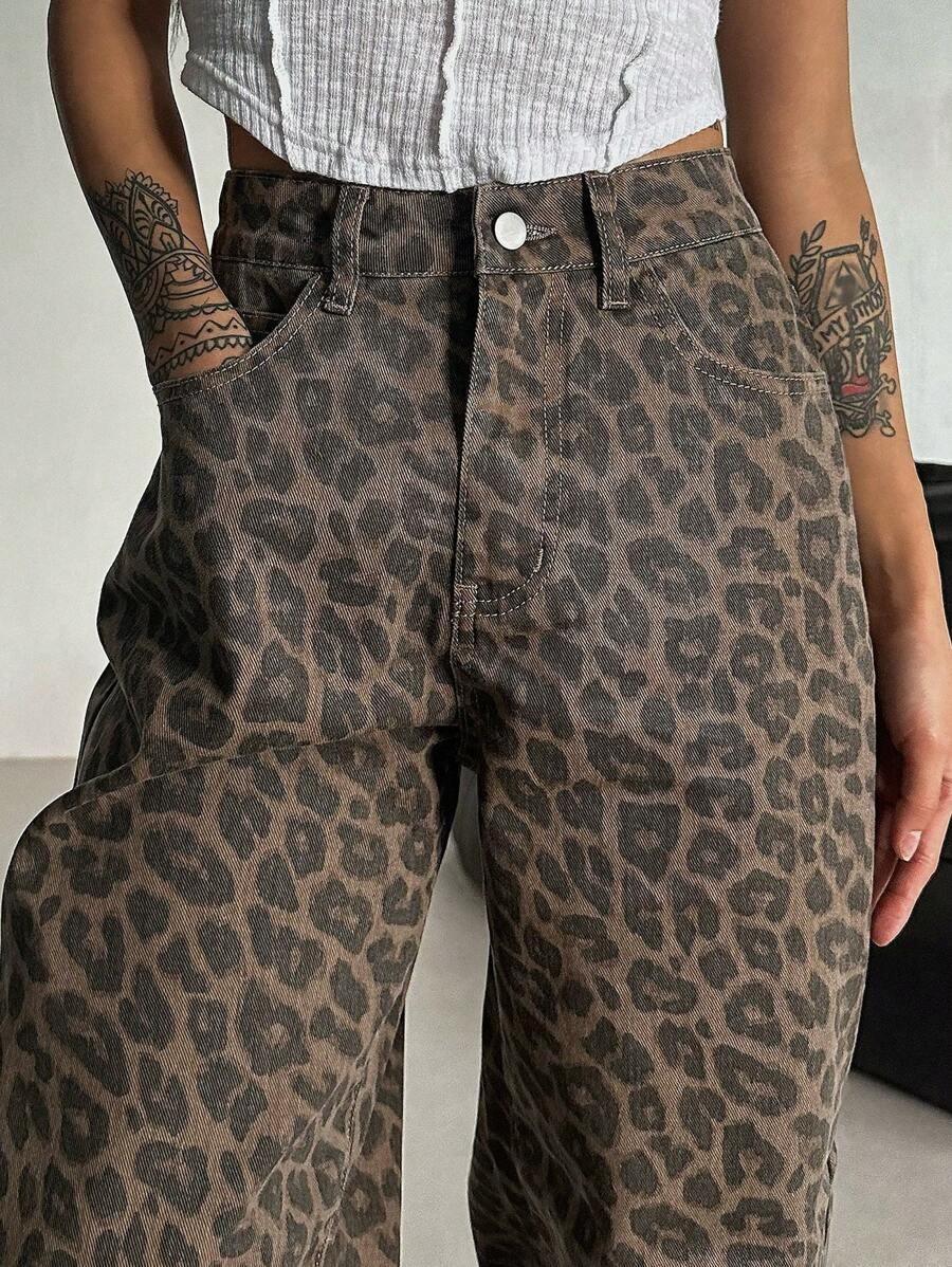 SPODNIE JEANS ANIMAL PRINT 