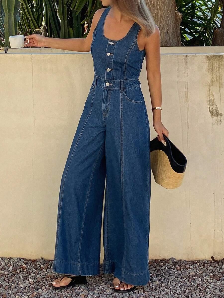 kombinezon bez rękawów jeans
