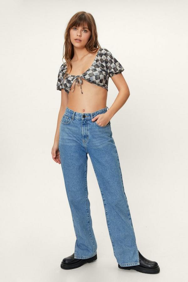 CROP TOP WIĄZANIE KWIATY