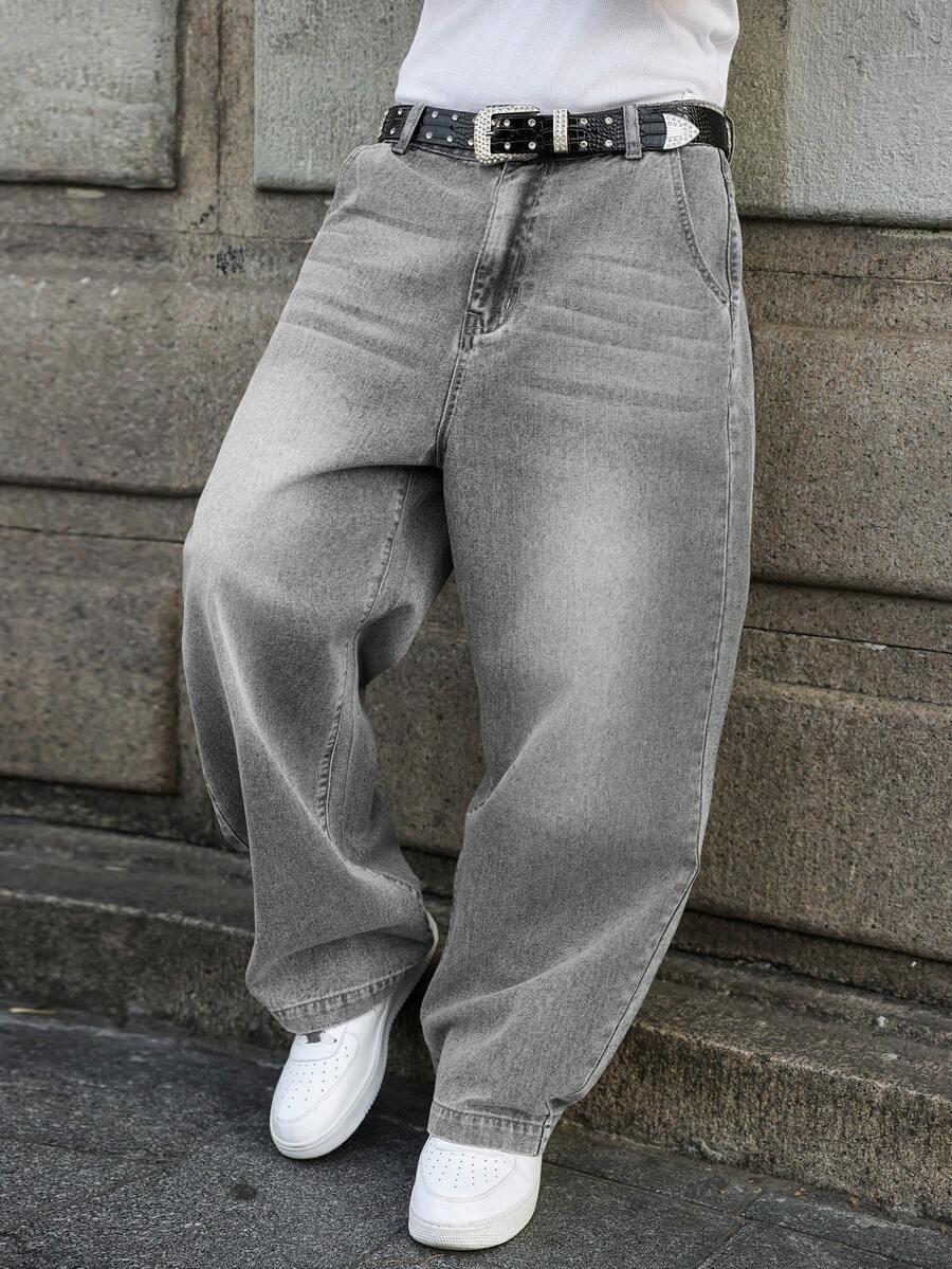 SZARE SPODNIE JEANS