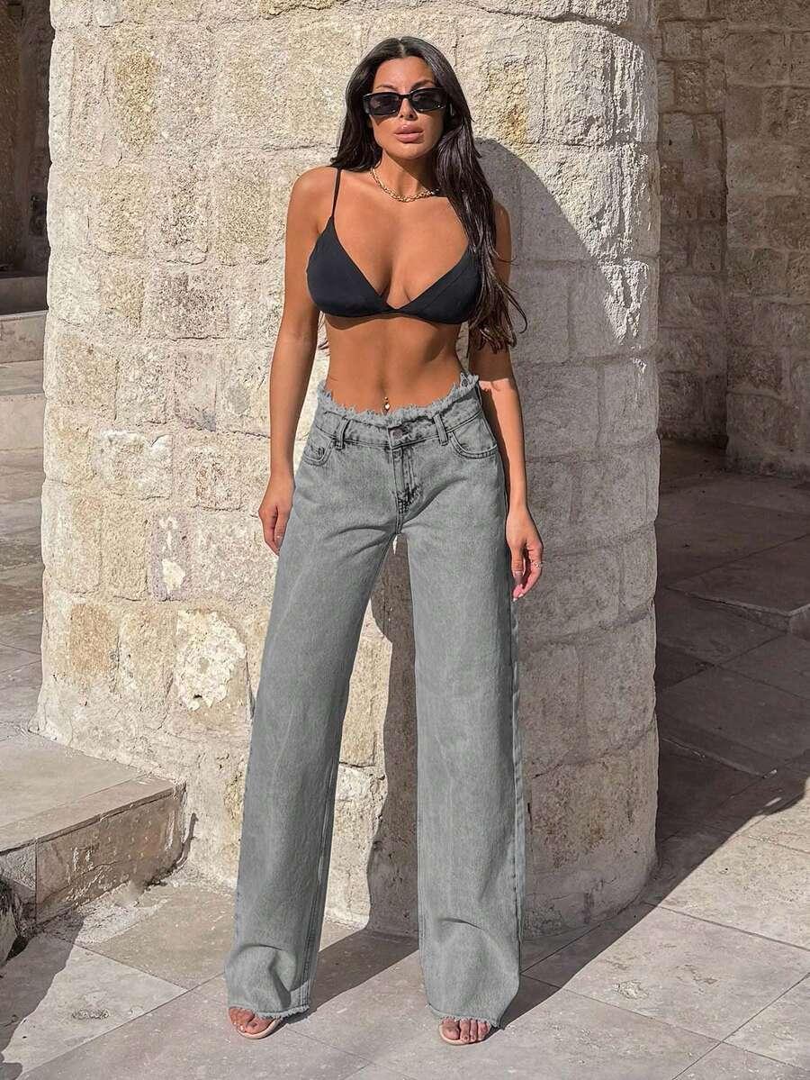 szare spodnie jeans