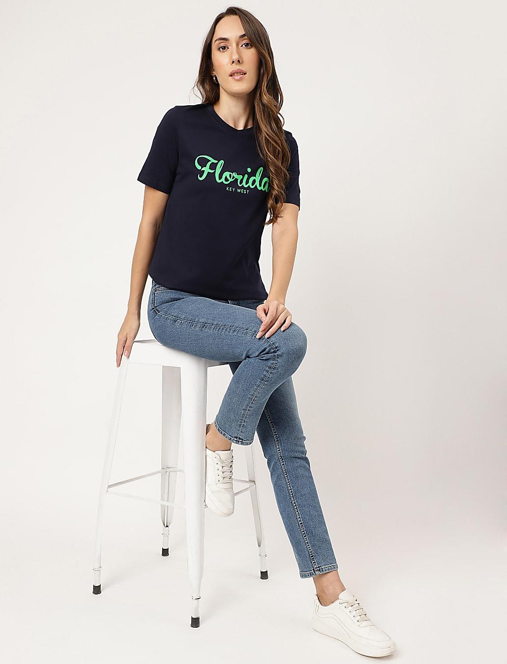 GRANATOWY T-SHIRT T41-7344K-F4