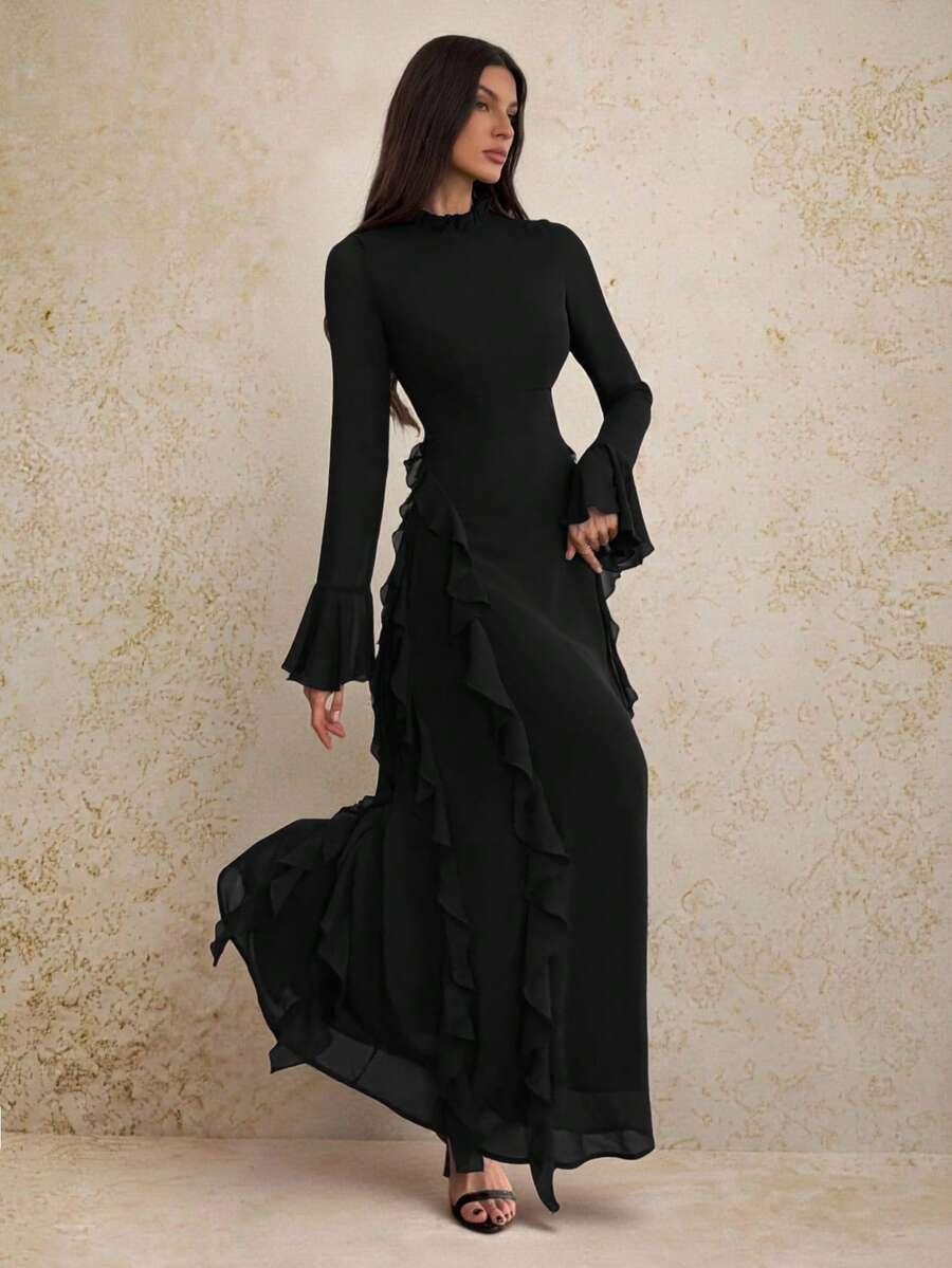 CZARNA MAXI SUKIENKA 