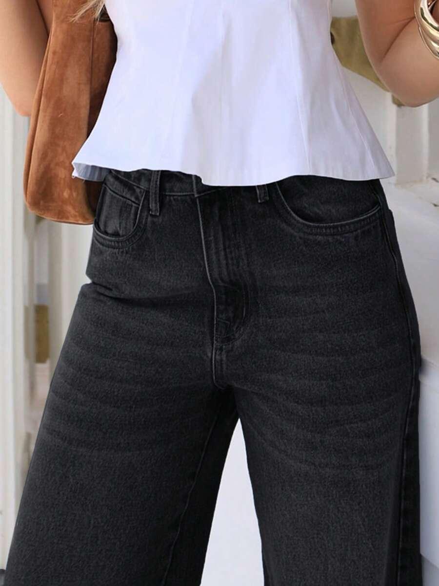 CZARNE SPODNIE JEANS 
