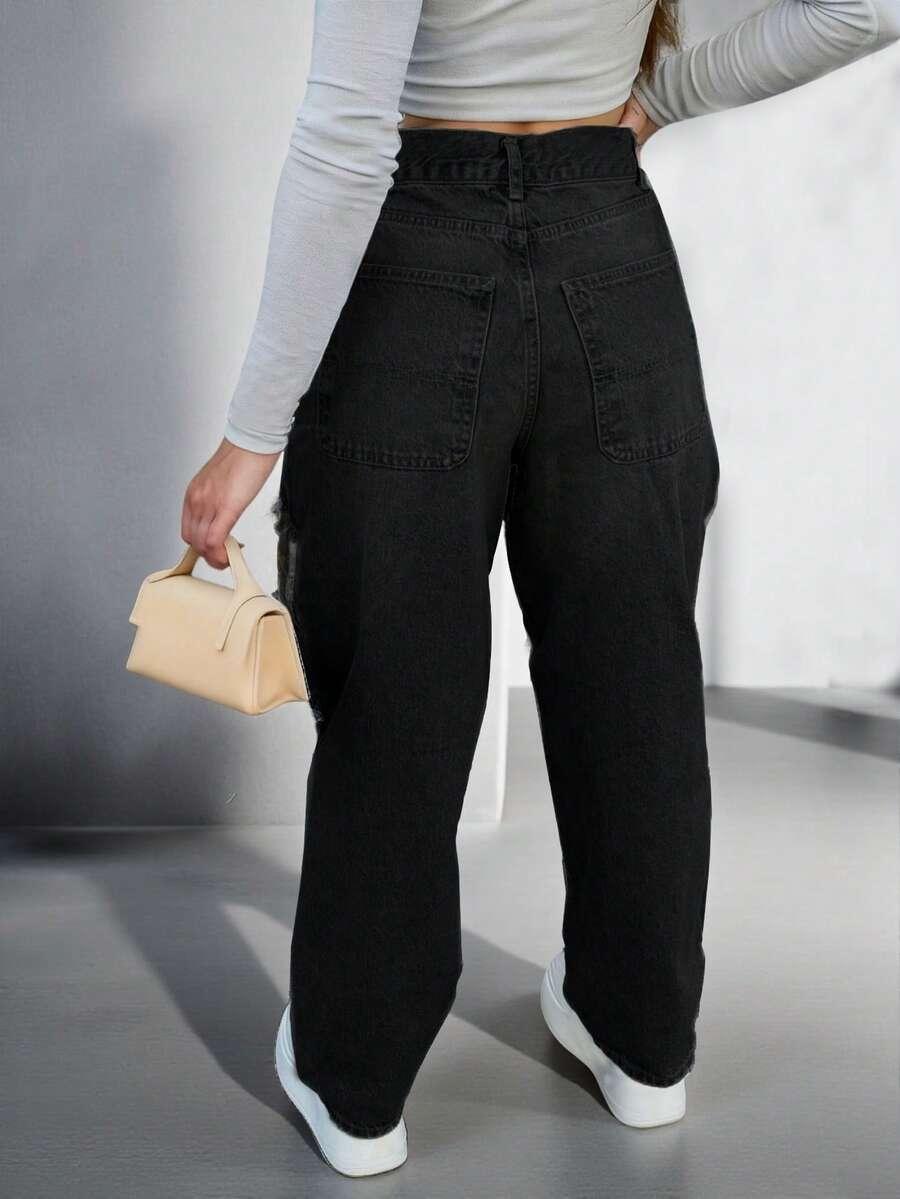 CZARNE SPODNIE JEANS