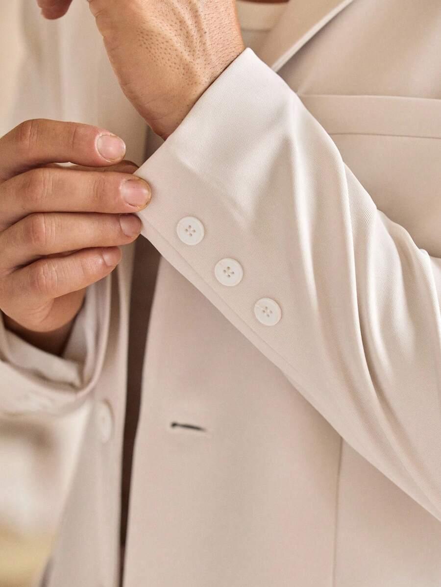 beżowa marynarka spodnie komplet garnitur