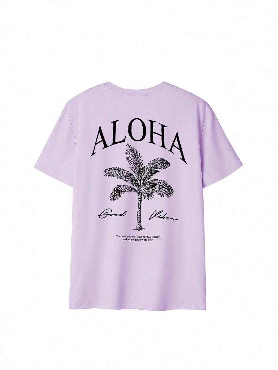 FIOLETOWY T-SHIRT PRINT 
