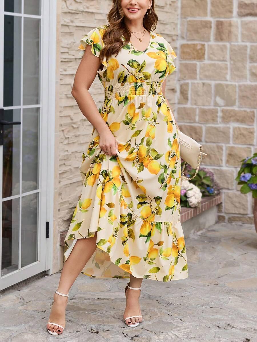 sukienka maxi cytryny