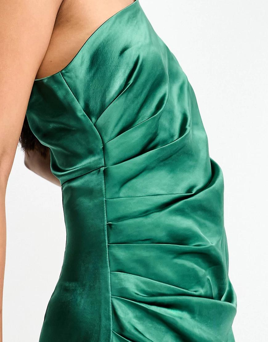 zielona asymetryczna maxi sukienka marszczenia