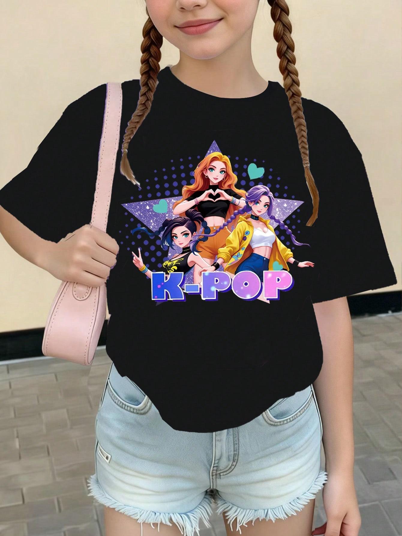 T-SHIRT DZIEWCZĘCY Z NADRUKIEM