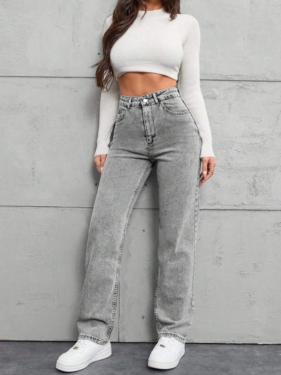 SZARE SPODNIE JEANS 