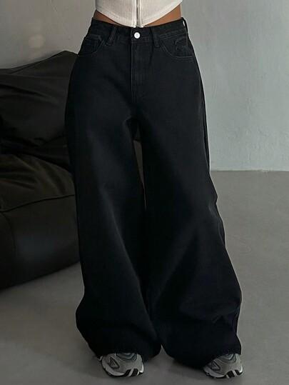 CZARNE SPODNIE JEANS