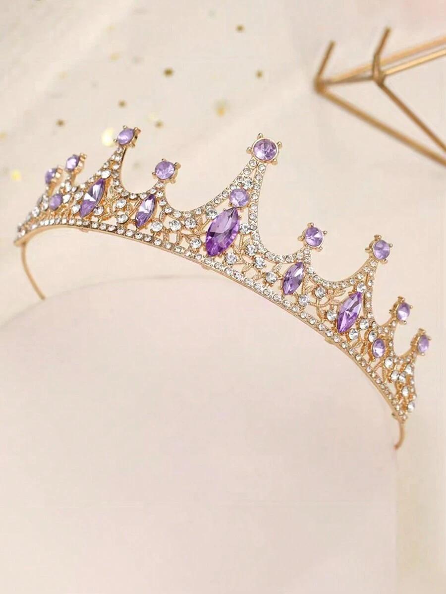 złota tiara fioletowe kamienie