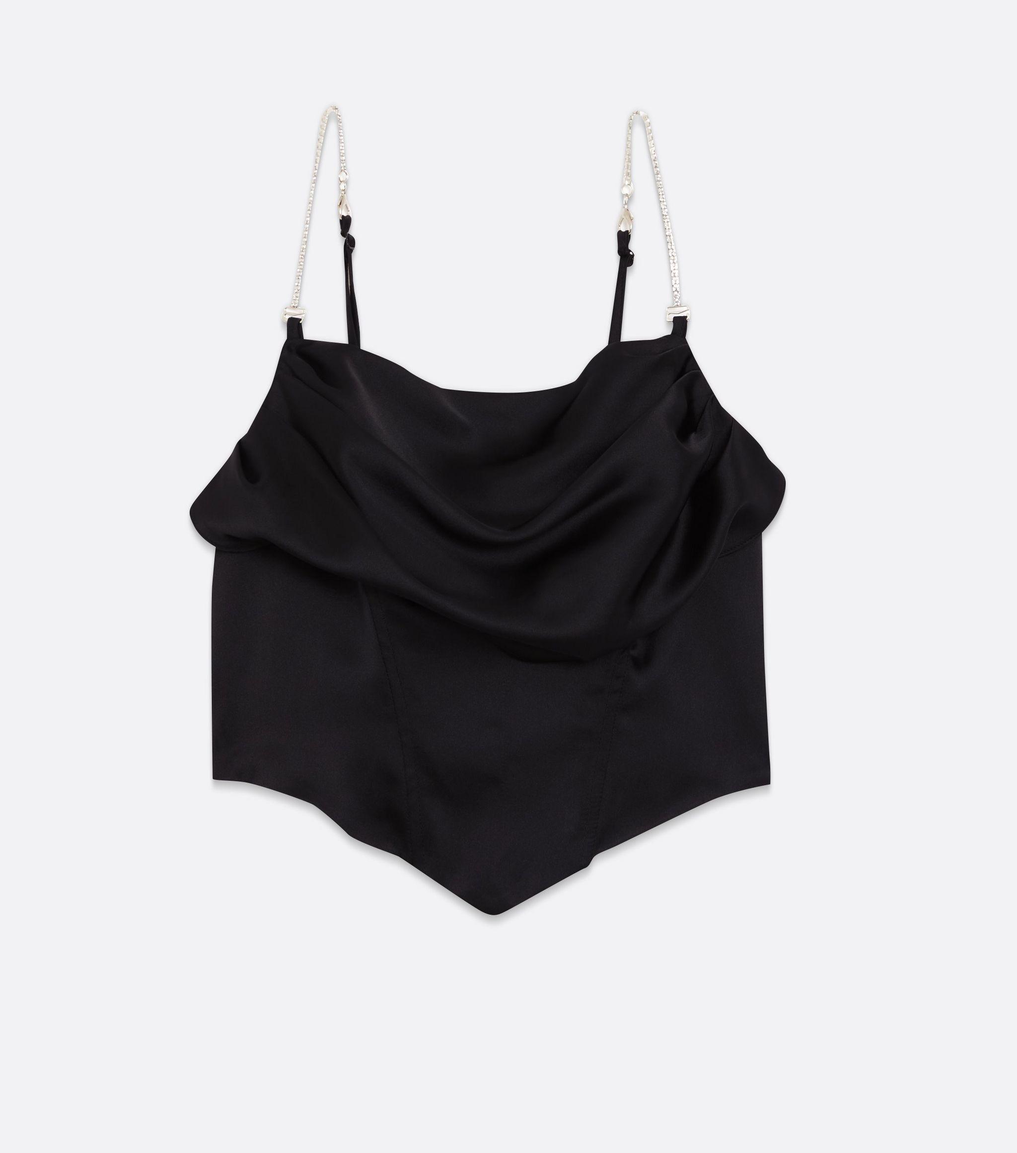 CZARNY SATYNOWY TOP