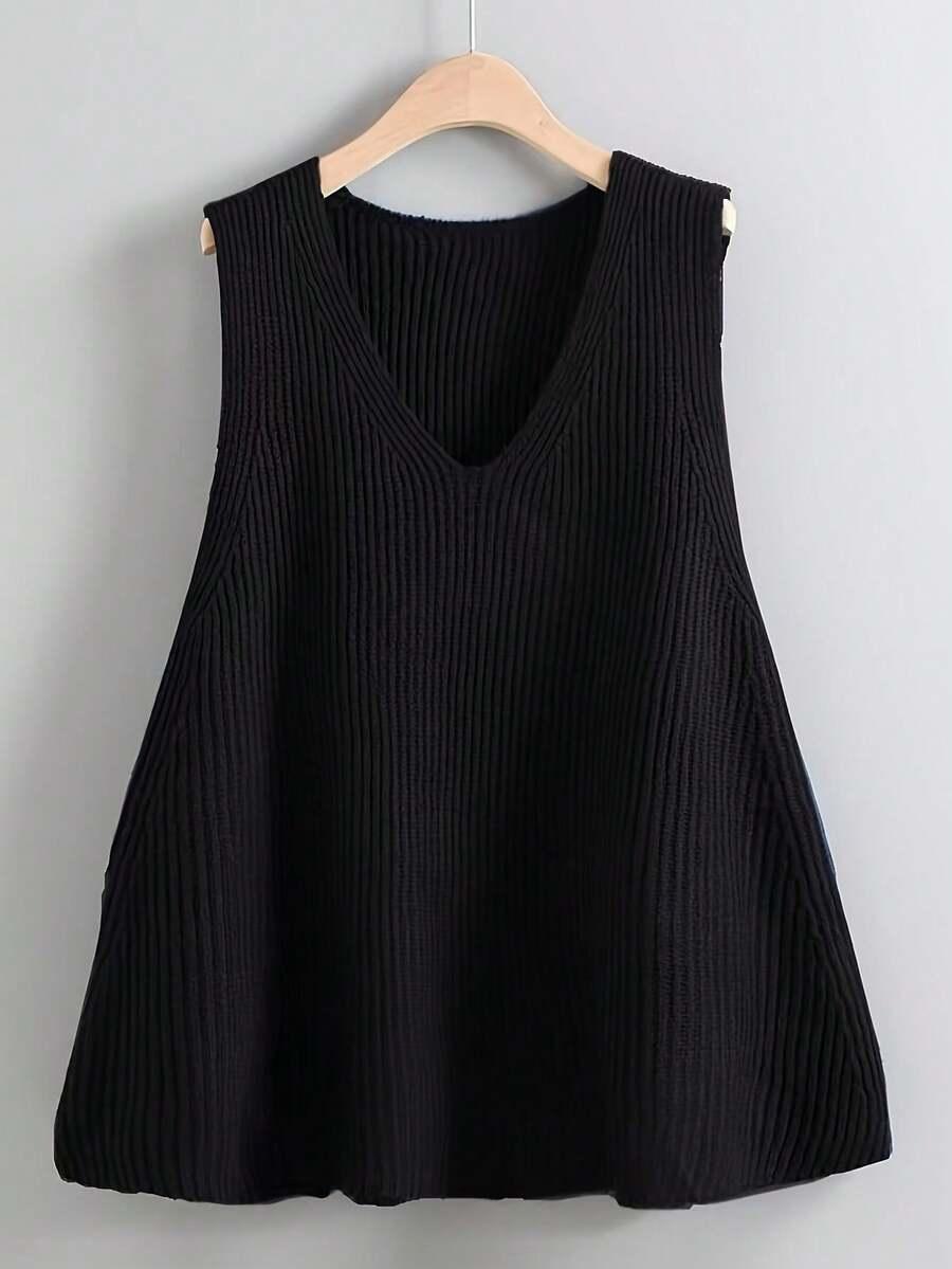 czarny dzianinowy top