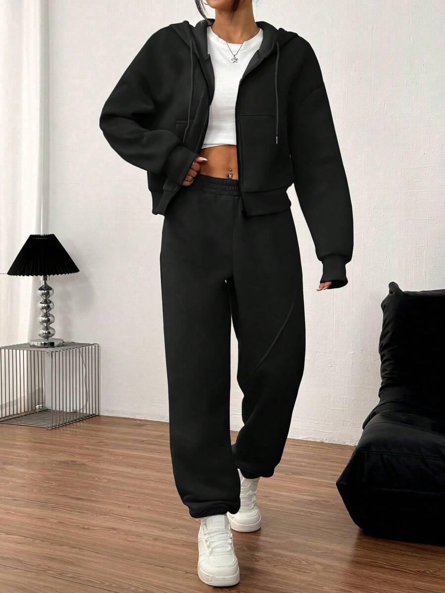 CZARNY KOMPLET SPODNIE DRESOWE BLUZA