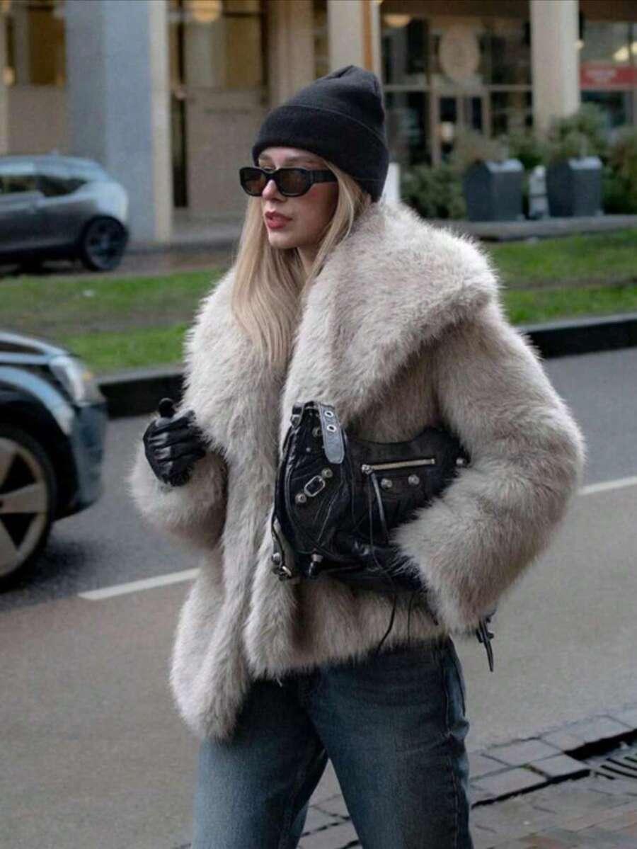 szare sztuczne futro