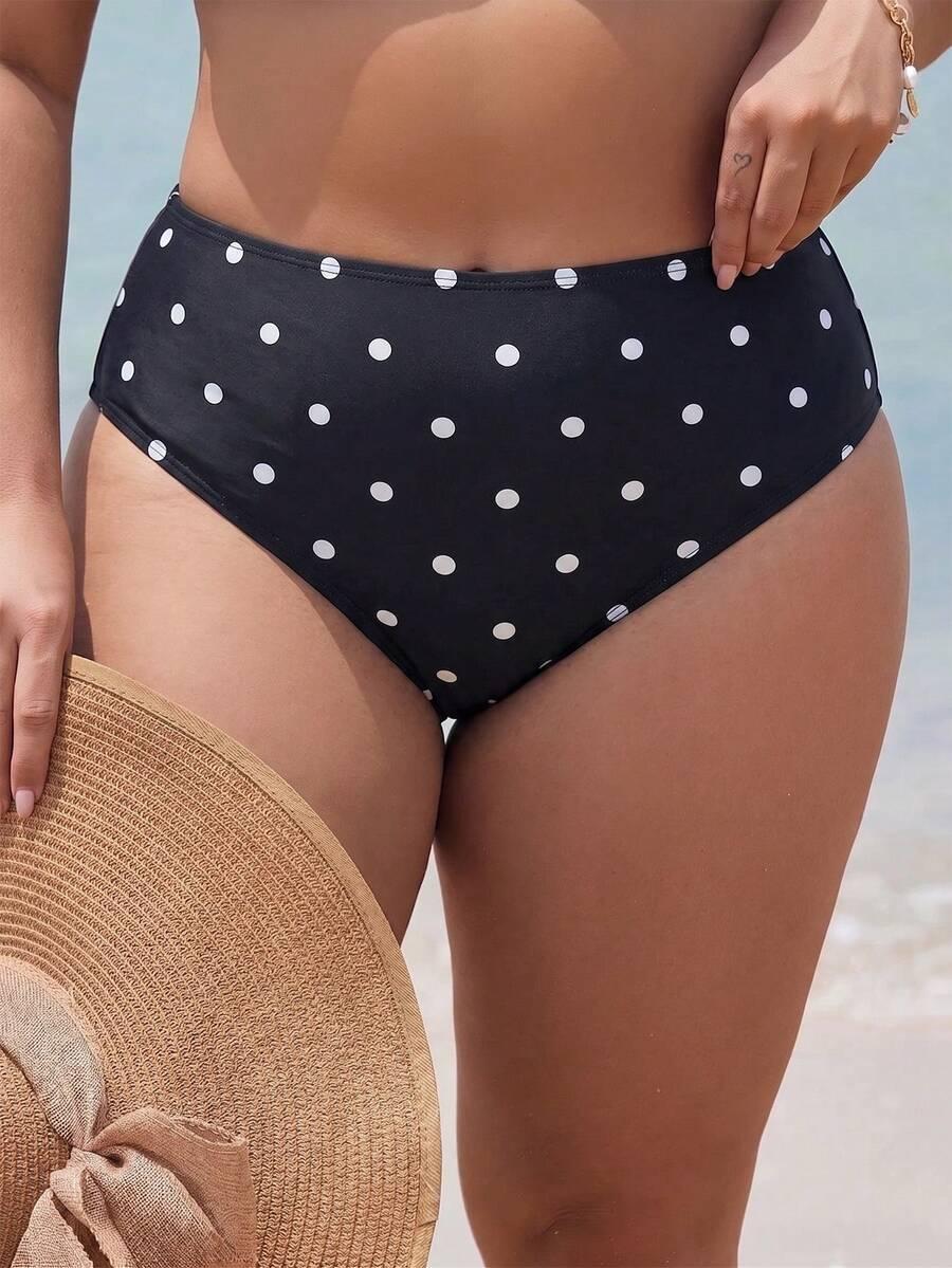 CZARNY DÓŁ OD BIKINI groszki