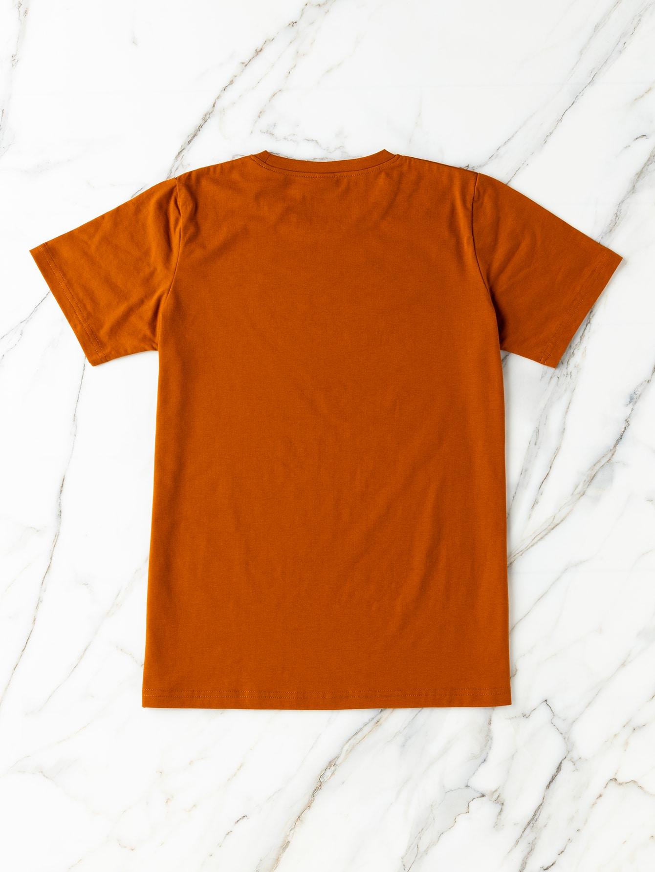 pomarańczowy luźny t-shirt napis