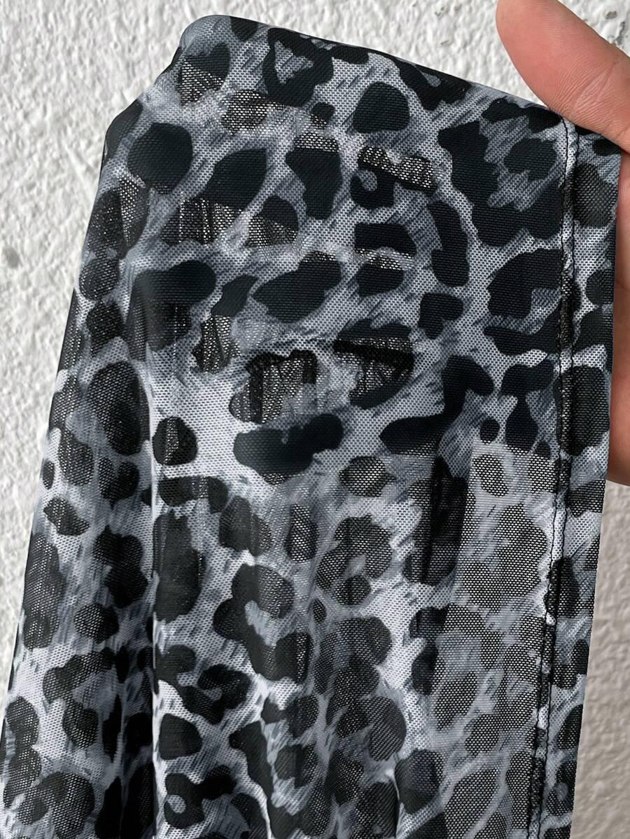 klasyczny top animal print siateczka 