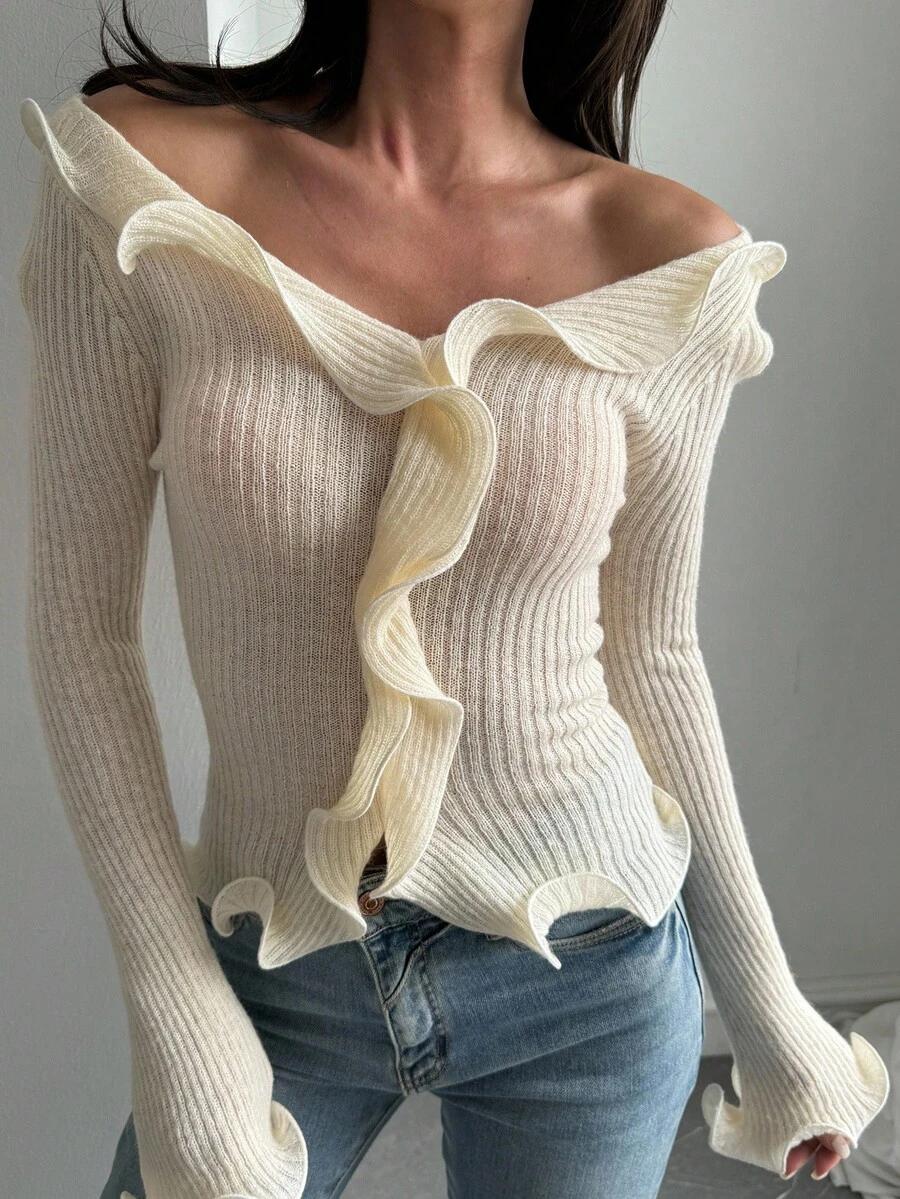 SWETER DAMSKI Z FALBANAMI 