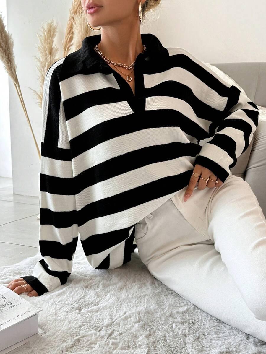 SWETER KOŁNIERZYK PASKI