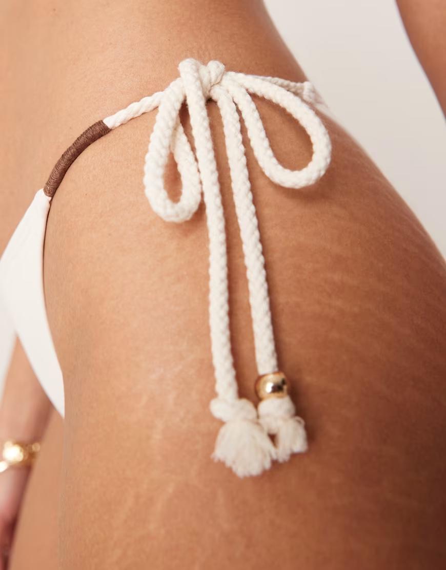 BEŻOWY DÓŁ OD BIKINI WIĄZANIE