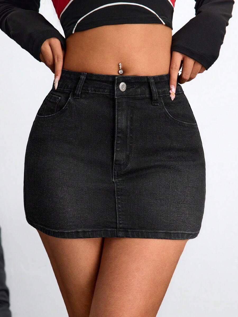 CZARNA MINI JEANSOWA SPÓDNICZKA 