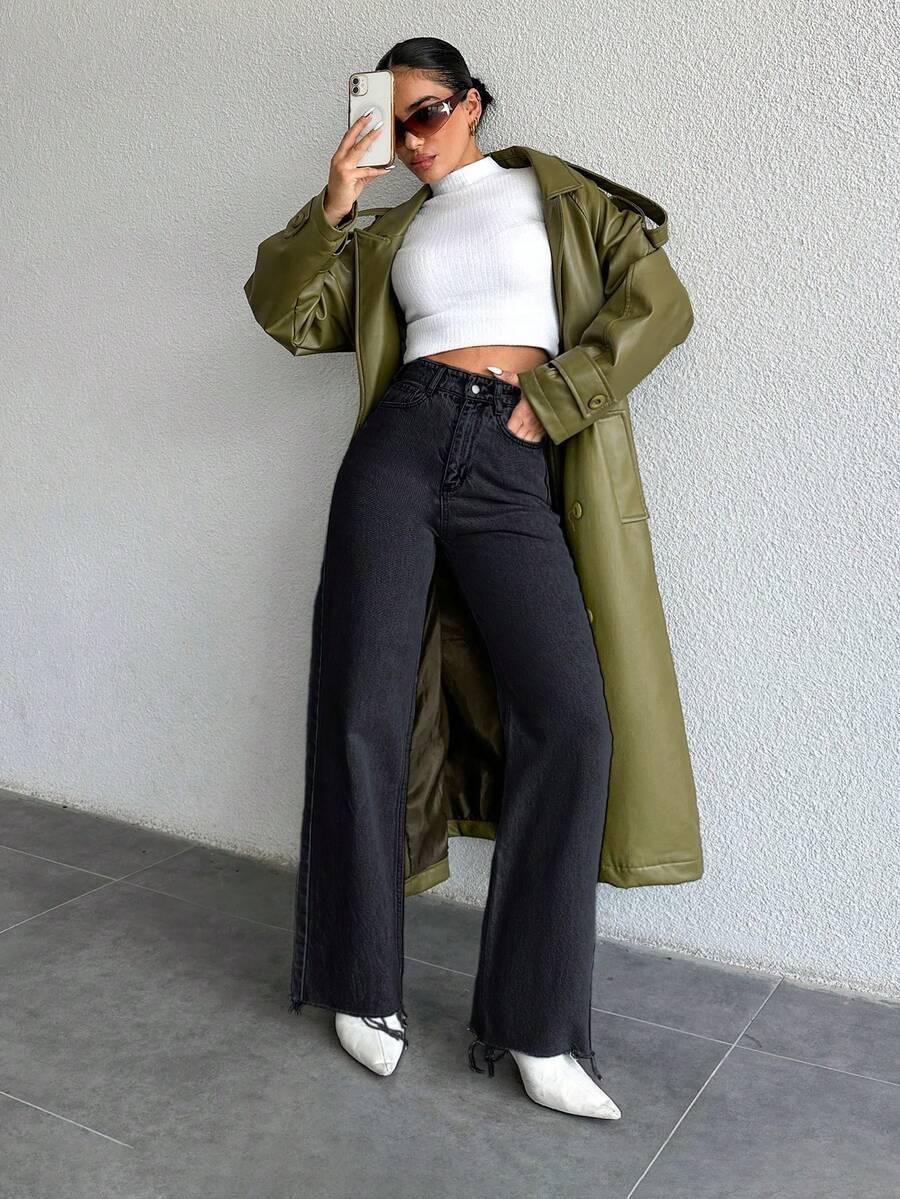 czarne jeansy wysoki stan