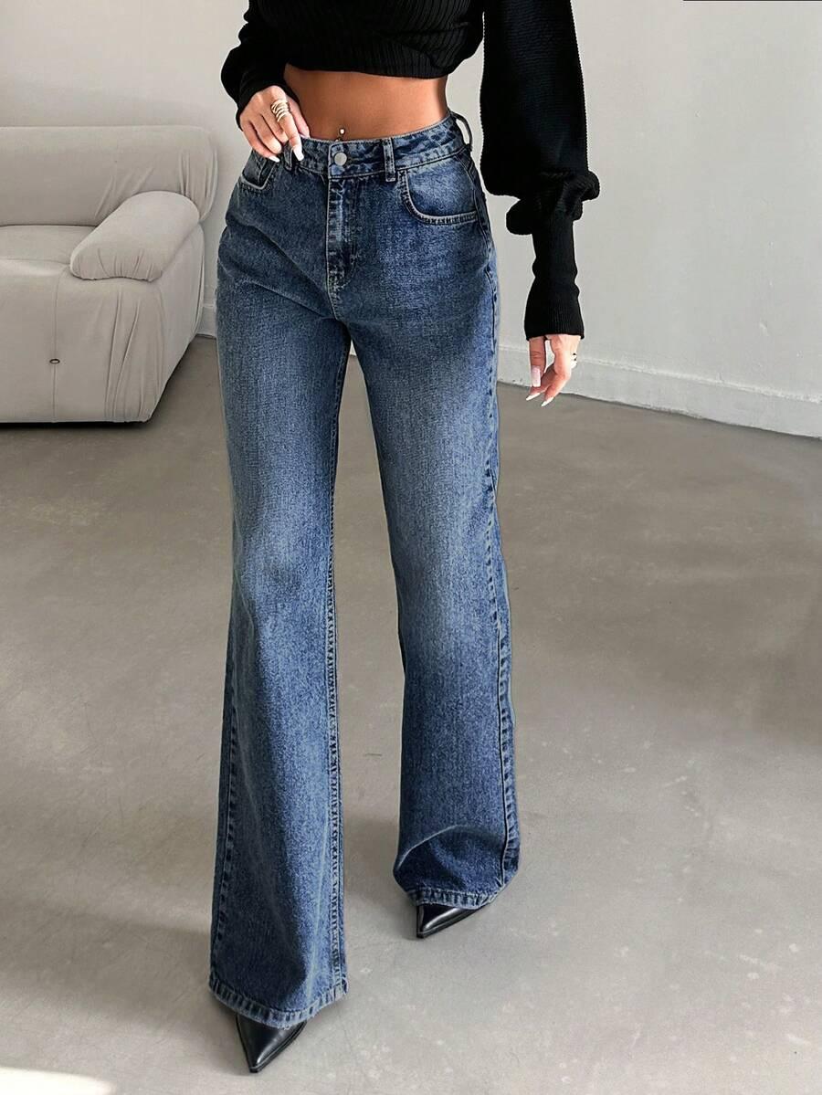 GRANATOWE SPODNIE JEANS 