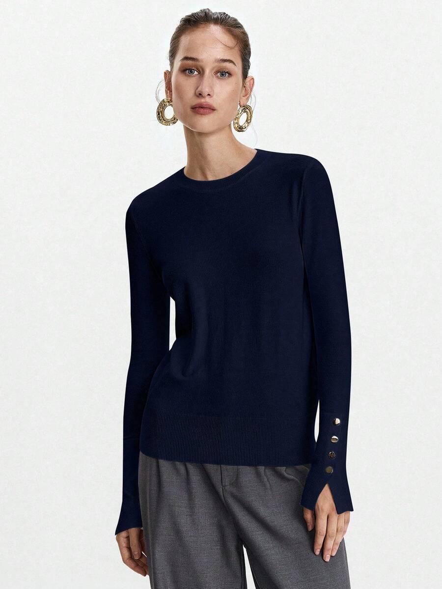 GRANATOWY SWETER GUZIKI