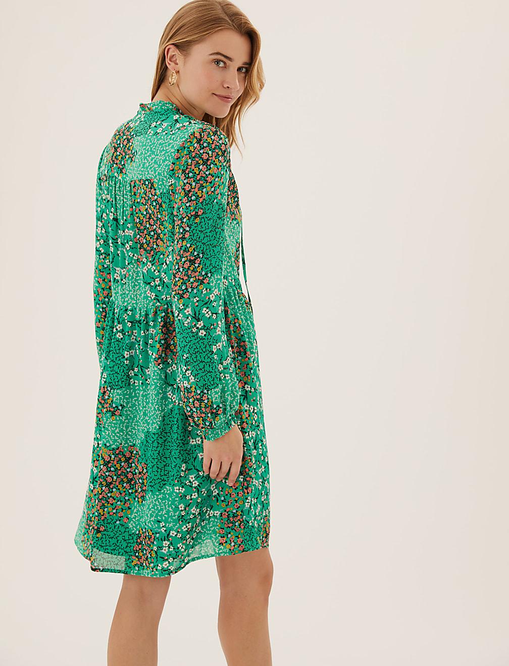 ZIELONA SUKIENKA PRINT T42-7577-J4