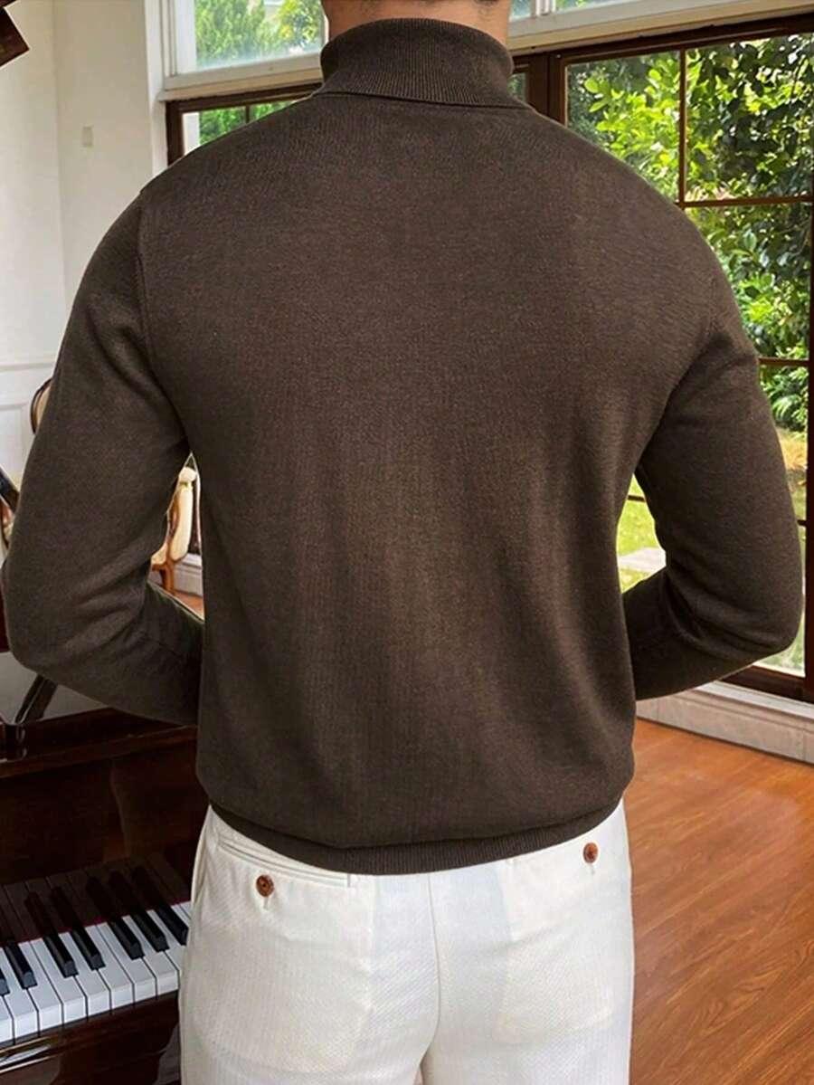 brązowy sweter golf