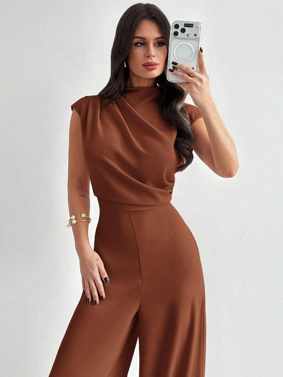 brązowy elegancki kombinezon