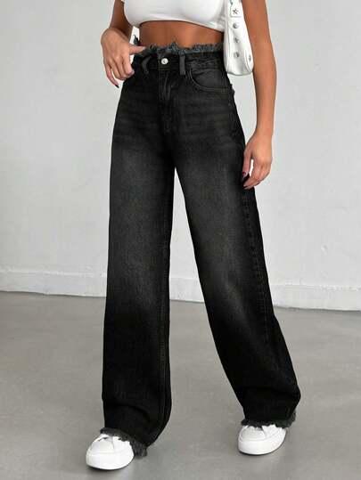 CZARNE SPODNIE JEANS