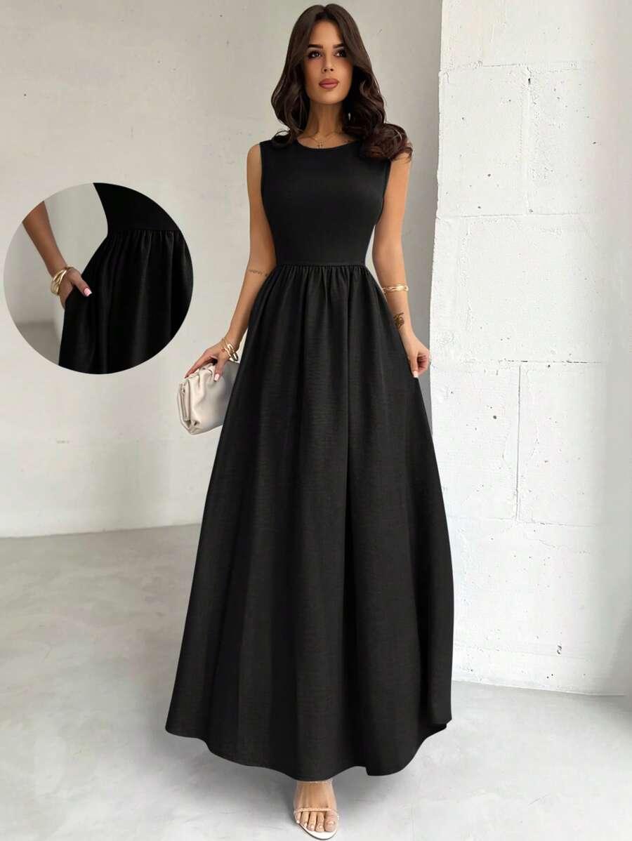 CZARNA MAXI SUKIENKA