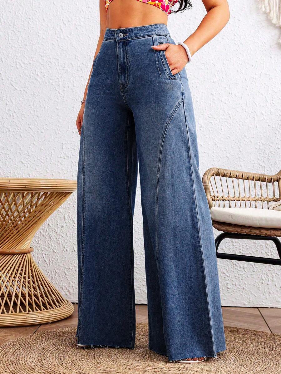 GRANATOWE SPODNIE JEANS