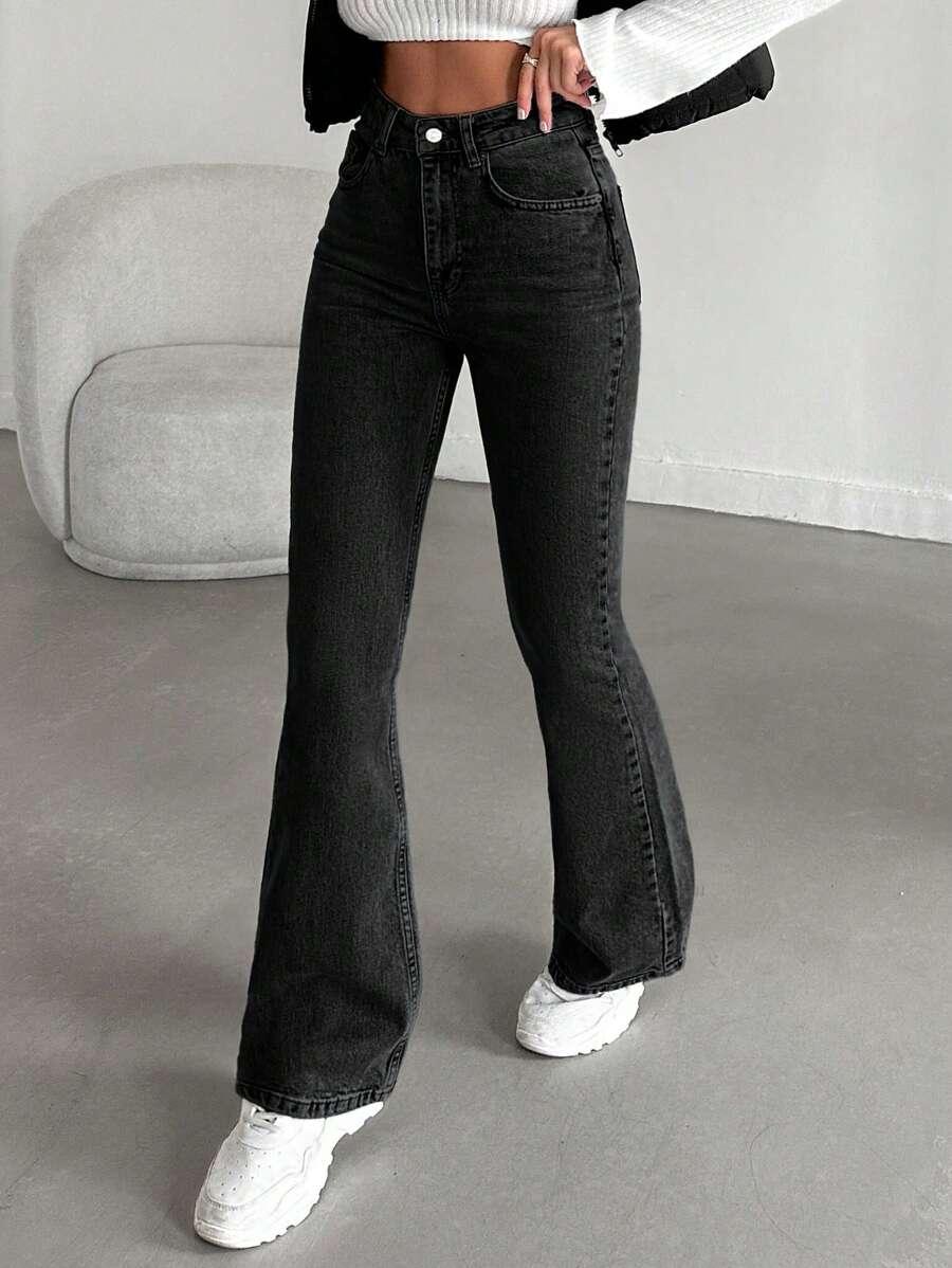SPODNIE JEANS DZWONY WYSOKI STAN