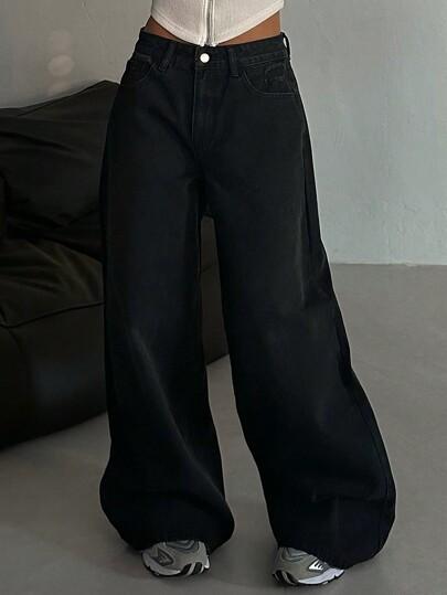CZARNE SPODNIE JEANS