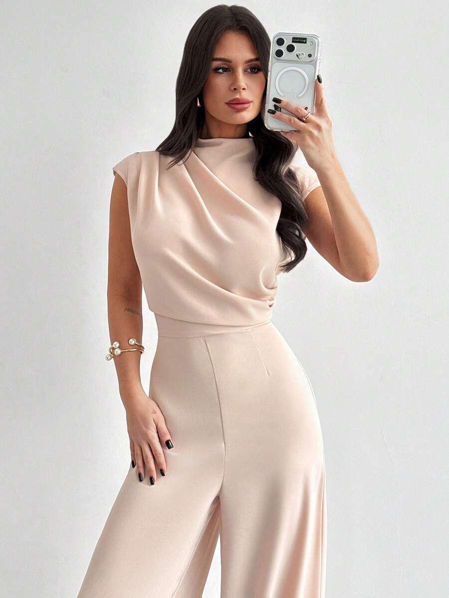 beżowy elegancki kombinezon 