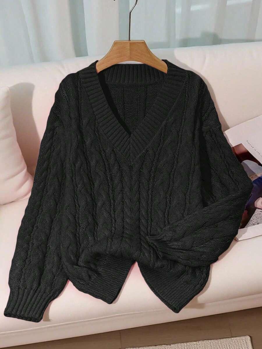 czarny sweter v-neck