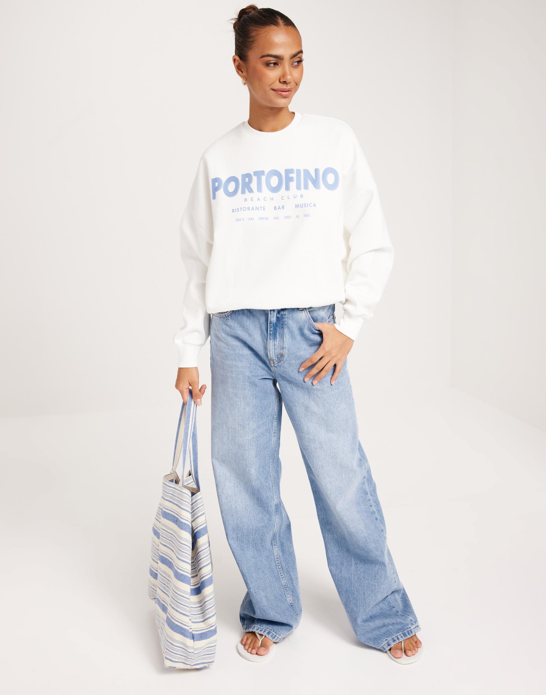 biała bluza oversize napisy Portofino