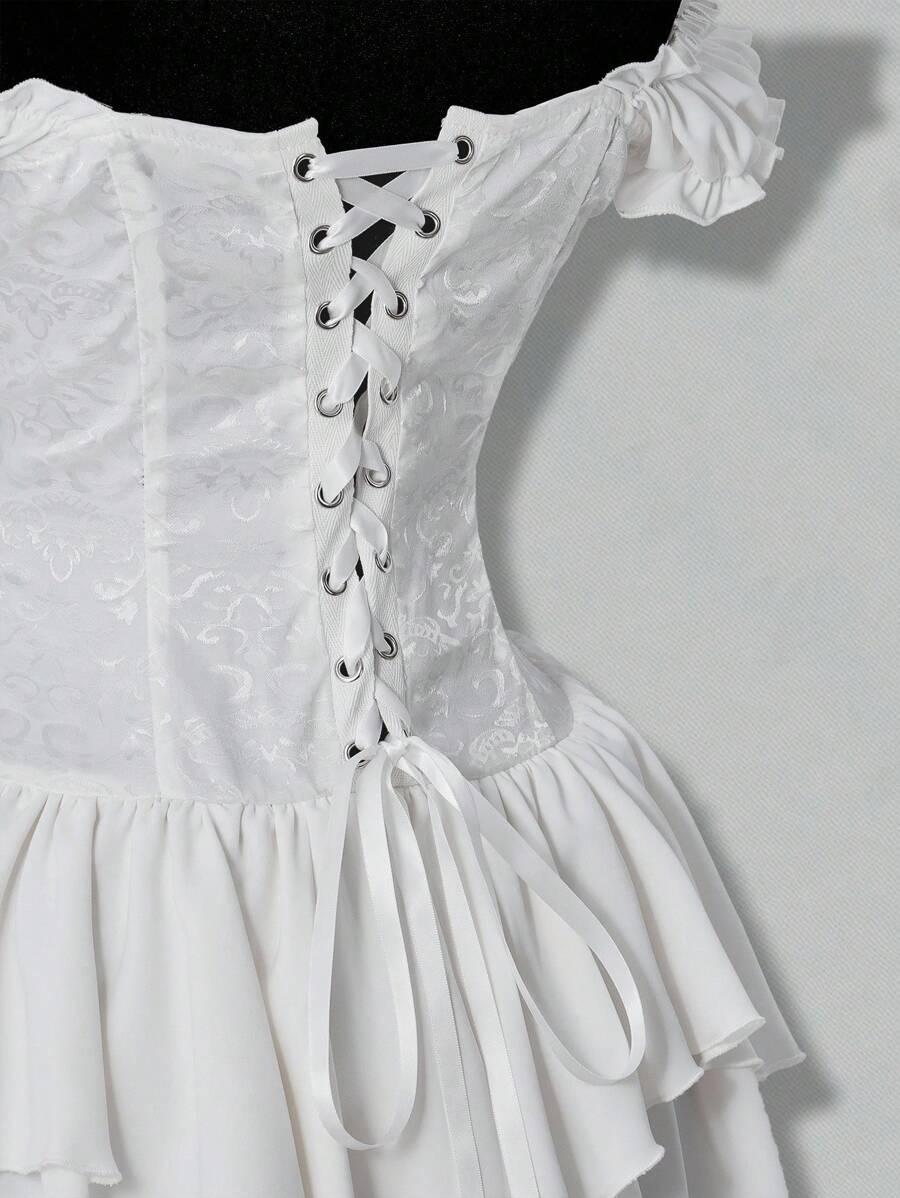 BIAŁA MINI GORSETOWA SUKIENKA 