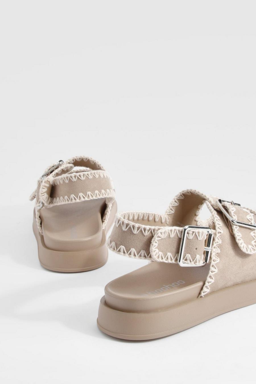 beżowe sandały kontrast platforma imitacja zamszu