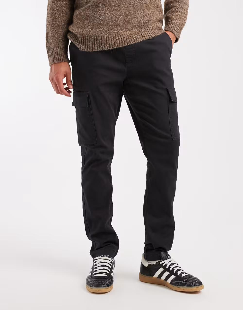 BEŻOWE SPODNIE Z GUMKĄ W PASIE SLIM KIESZENIE CASUAL