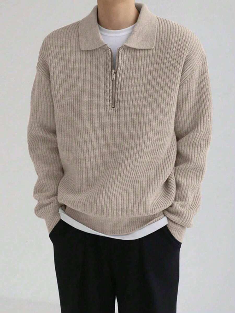 BEŻOWY SWETER ZAMEK